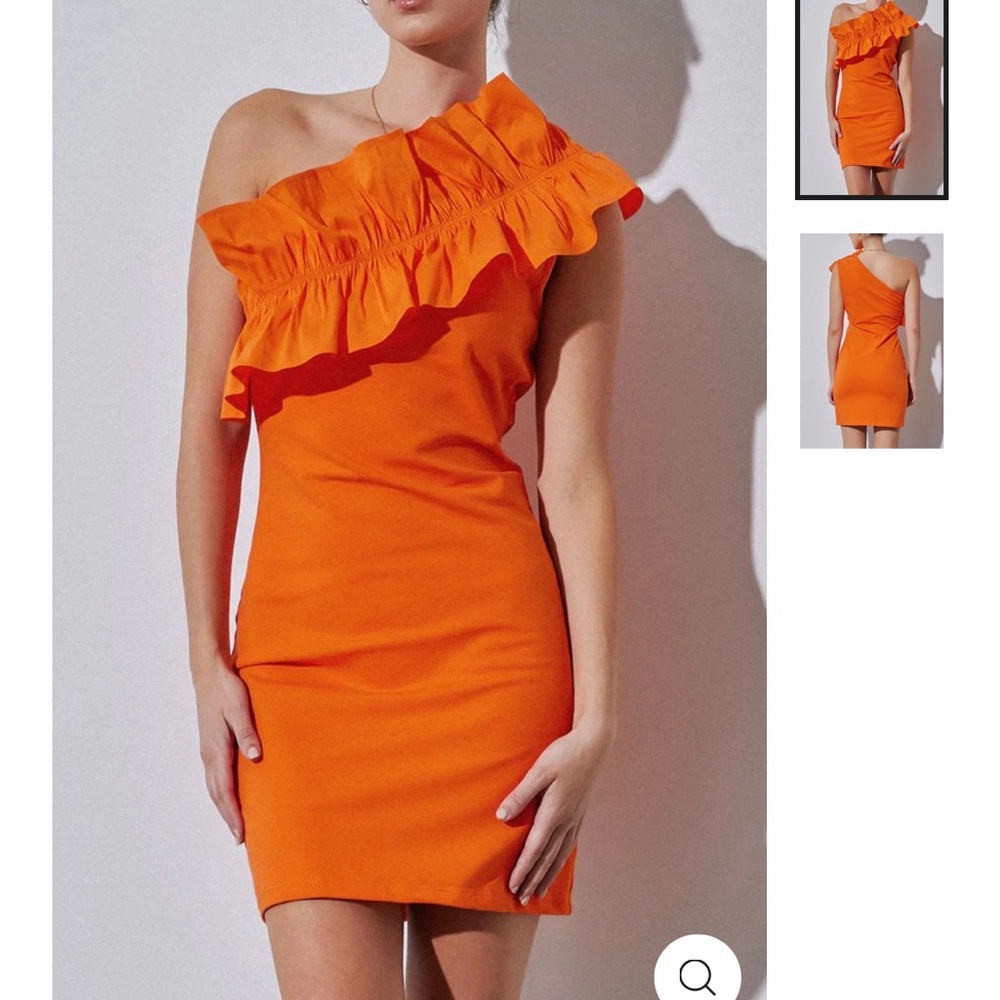 orange one shoulder dress